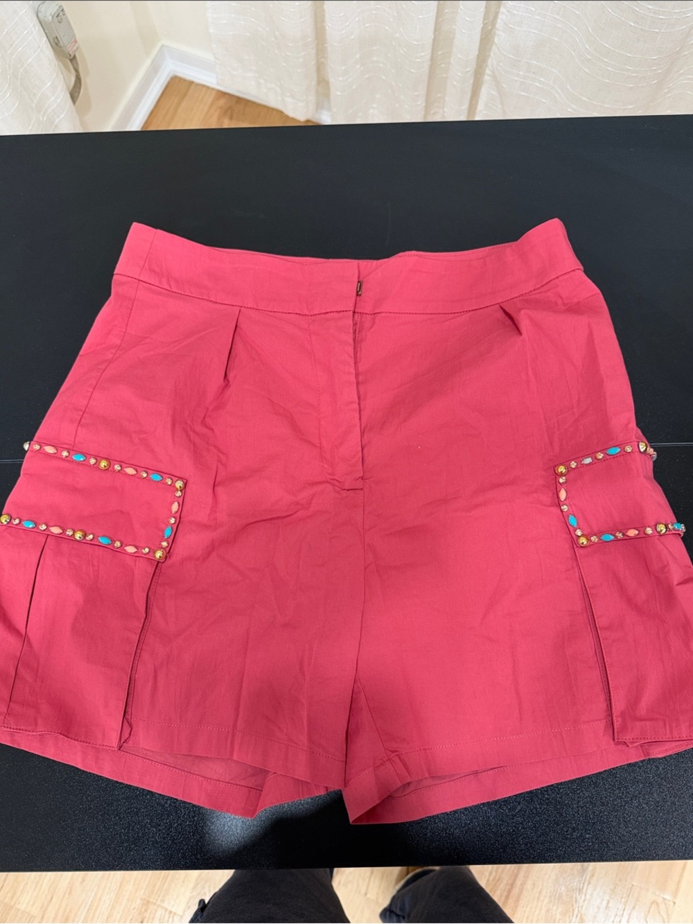 Women’s Pink Cargo Shorts with Bead Trim